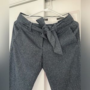 LOFT | Speckled Space Blue Marisa Tie Waist Slim Fit Preppy Mid-Rise Trousers